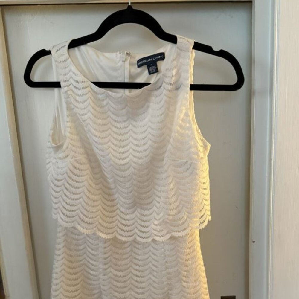 American Living White Scalloped Dress